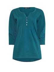Long Tall Sally Purple 3/4 Sleeve Pintuck Henley 100% Cotton Tops 2 Pack - Image 7 of 8
