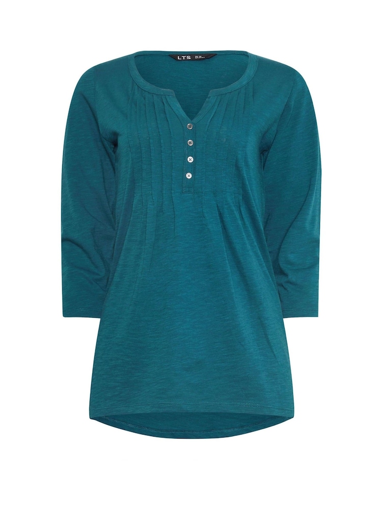 Long Tall Sally Purple 3/4 Sleeve Pintuck Henley 100% Cotton Tops 2 Pack - Image 7 of 8