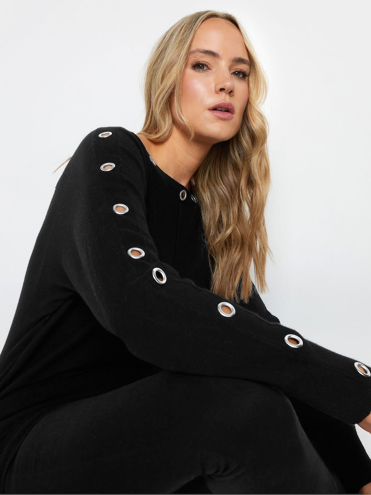 Long Tall Sally Black Eyelet Batwing Jumper - Image 2 of 5
