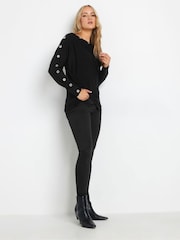 Long Tall Sally Black Eyelet Batwing Jumper - Image 3 of 5