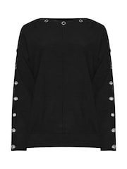 Long Tall Sally Black Eyelet Batwing Jumper - Image 5 of 5