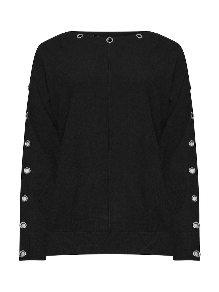 Long Tall Sally Black Eyelet Batwing Jumper - Image 5 of 5