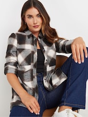 Long Tall Sally Brown 100% Cotton Check Shirt - Image 5 of 6