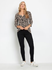 Long Tall Sally Dark pink 3/4 Sleeve Pintuck Henley 100% Cotton Tops 2 Pack - Image 3 of 8