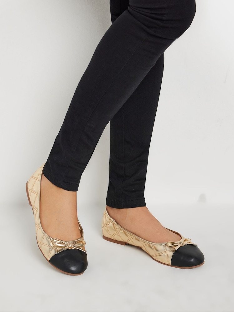 Long Tall Sally Gold Quilted Ballet shoes - Image 1 of 5