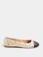 Long Tall Sally Gold Quilted Ballet shoes - Image 2 of 5