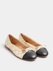 Long Tall Sally Gold Quilted Ballet shoes - Image 3 of 5