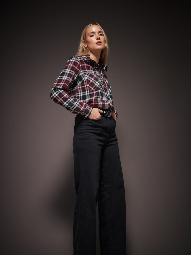 Long Tall Sally Red 100% Cotton Check Shirt - Image 5 of 6