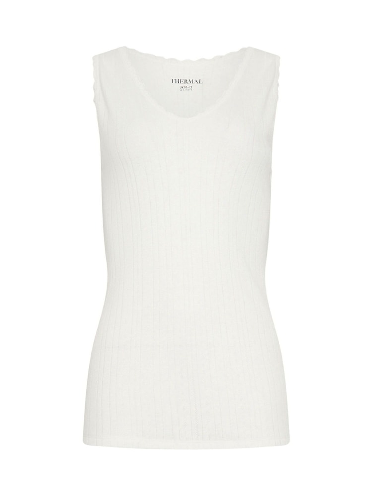 Long Tall Sally White Pointelle Thermal Vest - Image 5 of 5