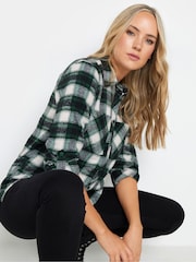 Long Tall Sally Green 100% Cotton Check Shirt - Image 4 of 5