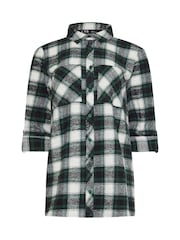 Long Tall Sally Green 100% Cotton Check Shirt - Image 5 of 5