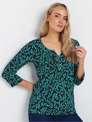 Long Tall Sally Dark grey 3/4 Sleeve Pintuck Henley 100% Cotton Tops 2 Pack - Image 2 of 8