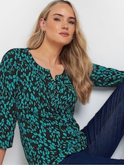 Long Tall Sally Dark grey 3/4 Sleeve Pintuck Henley 100% Cotton Tops 2 Pack - Image 5 of 8