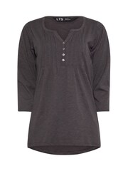 Long Tall Sally Dark grey 3/4 Sleeve Pintuck Henley 100% Cotton Tops 2 Pack - Image 8 of 8