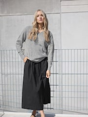 Long Tall Sally Grey Cable V-Front Jumper - Image 4 of 5
