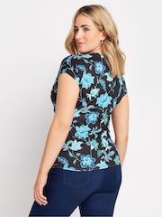 M&Co Flower Print Wrap Top - Imagem 3 de 5