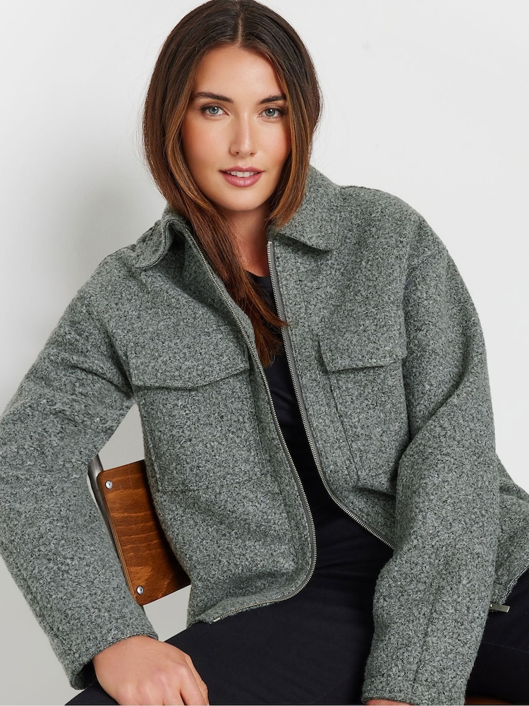 Long Tall Sally Grey Textured Shacket - Image 1 of 6