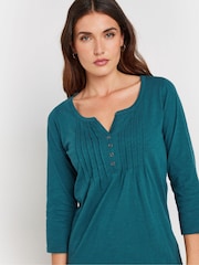 Long Tall Sally Grey 3/4 Sleeve Pintuck Henley 100% Cotton Tops 2 Pack - Image 5 of 7