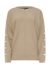 Long Tall Sally Natural Eyelet Batwing Jumper - Image 5 of 5