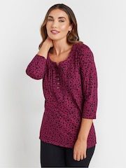 Long Tall Sally Pintuck Henley-Tops mit 3/4-Ärmeln, aus 100 % Baumwolle, Tops im 2er-Pack - Bild 2 von 8
