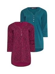 Long Tall Sally Pintuck Henley-Tops mit 3/4-Ärmeln, aus 100 % Baumwolle, Tops im 2er-Pack - Bild 6 von 8
