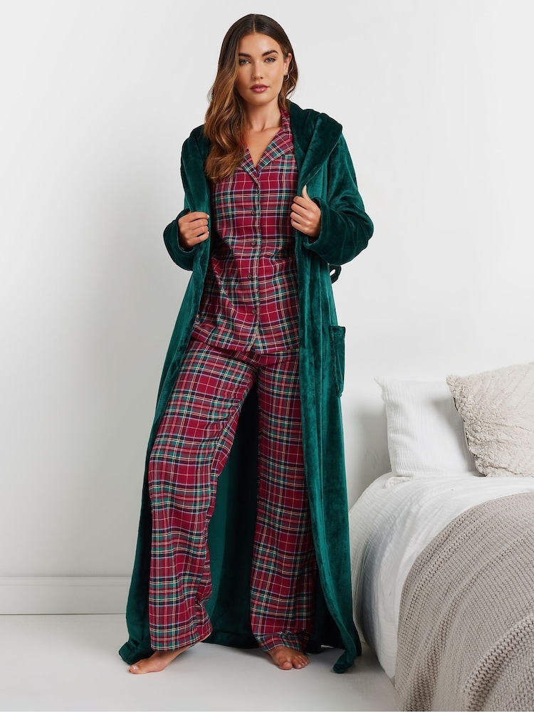 Long Tall Sally Dark red Check 100% Cotton Pyjamas Joggers - Image 4 of 6