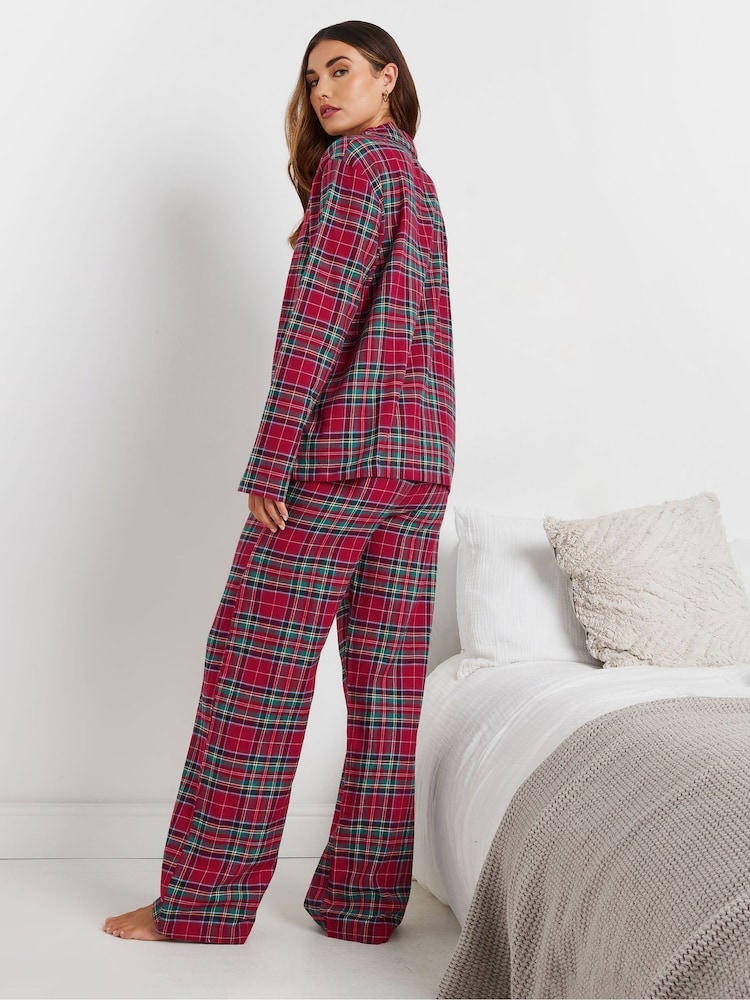 Long Tall Sally Dark red Check 100% Cotton Pyjamas Joggers - Image 5 of 6