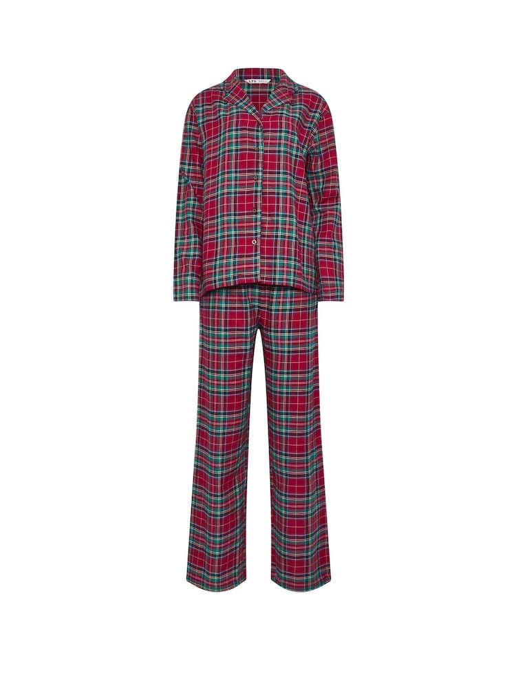 Long Tall Sally Dark red Check 100% Cotton Pyjamas Joggers - Image 6 of 6