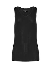 Long Tall Sally Black Pointelle Thermal Vest - Image 5 of 5