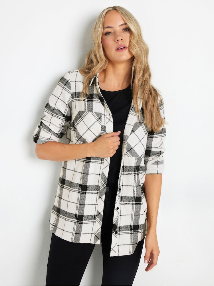 Creme - Long Tall Sally – kariertes Hemd aus 100 % Baumwolle - Bild 1 von 5 Creme - Long Tall Sally – kariertes Hemd aus 100 % Baumwolle - Bild 1 von 5