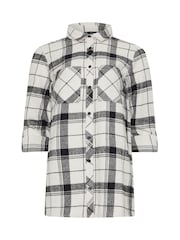 Long Tall Sally Cream 100% Cotton Check Shirt - Image 5 of 5