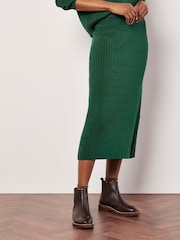 Apricot Green Fine Gauge Cable Knit Midi Skirt - Image 2 of 5
