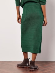 Apricot Green Fine Gauge Cable Knit Midi Skirt - Image 5 of 5