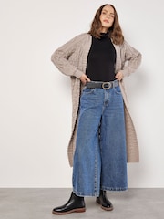 Apricot Natural Cable Knit Open Midi Cardigan - Image 1 of 4