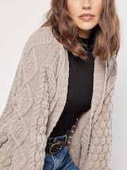 Apricot Natural Cable Knit Open Midi Cardigan - Image 3 of 4