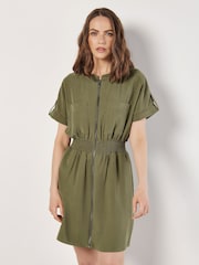Apricot Green Zip Up Utility Dress - Image 2 of 4