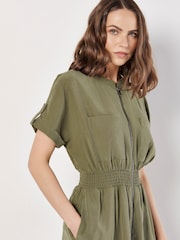 Apricot Green Zip Up Utility Dress - Image 3 of 4