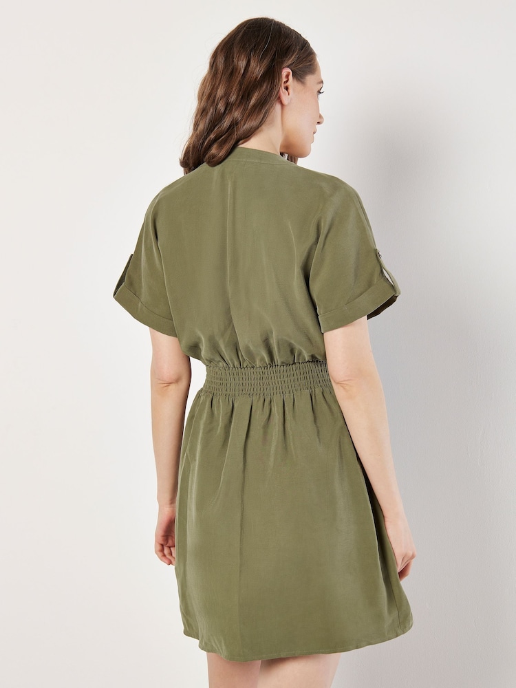 Apricot Green Zip Up Utility Dress - Image 4 of 4