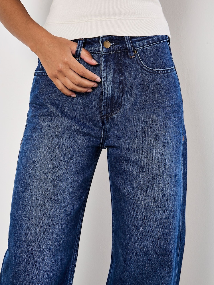 Apricot Blue Elisa 100% Cotton Wide Leg Jeans - Image 3 of 5