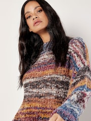 Apricot Purple Mix Yarn Distressed Boho Jumper - Image 3 of 4