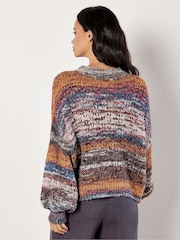 Apricot Purple Mix Yarn Distressed Boho Jumper - Image 4 of 4