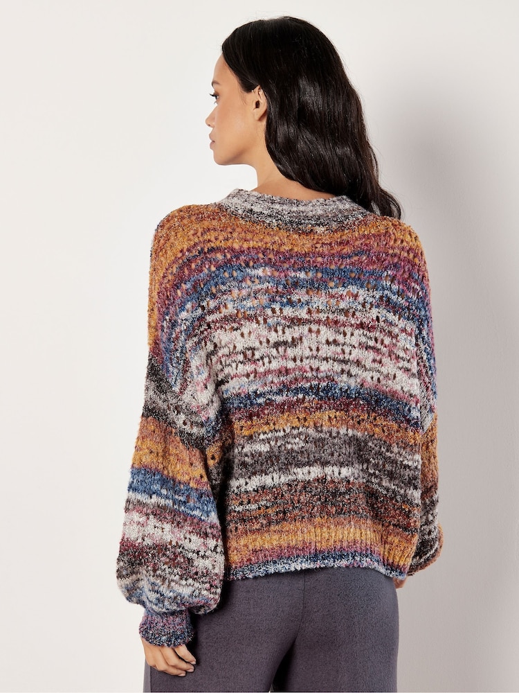 Apricot Purple Mix Yarn Distressed Boho Jumper - Image 4 of 4