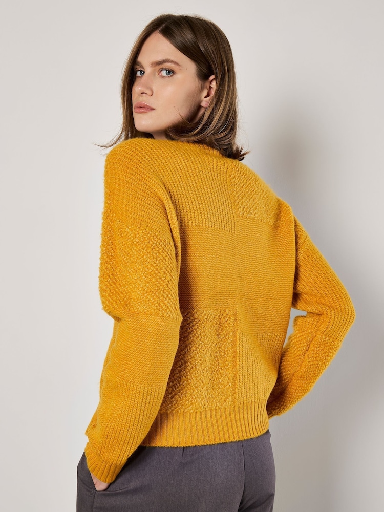 Apricot Yellow Popcorn Patchwork Jumper - Image 4 of 4