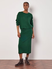 Apricot Green Fine Gauge Cable Batwing Jumper - Image 2 of 4