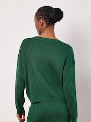 Apricot Green Fine Gauge Cable Batwing Jumper - Image 4 of 4