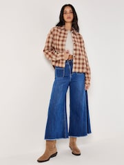Apricot Orange Plaid Cropped Shacket - Image 5 of 5