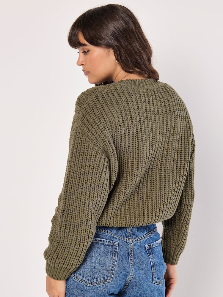 Apricot Green Chunky Cable Knit Jumper - Image 2 of 4