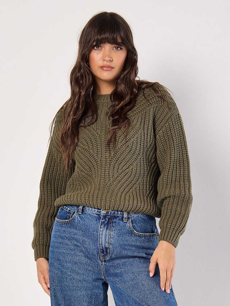 Apricot Green Chunky Cable Knit Jumper - Image 4 of 4