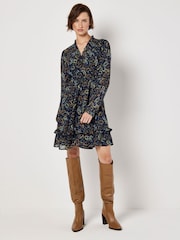Apricot Blue Painterly Paisley Smock Frill Dress - Image 1 of 5