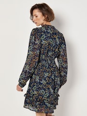 Apricot Blue Painterly Paisley Smock Frill Dress - Image 5 of 5